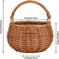 Panier rond en saule pour demoiselle d'honneur avec poignée en forme d'arche, idéal pour la chasse aux œufs de Pâques, la cueillette de fruits, la décoration intérieure et le rangement