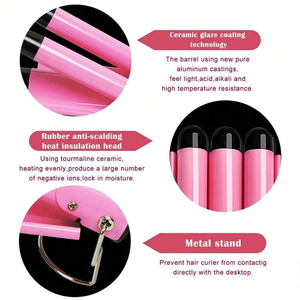 Rizador de pelo personalizado <span class=keywords><strong>3</strong></span> en 1 de calentamiento rápido, barra de rollo de huevo, rizador de cerámica de <span class=keywords><strong>3</strong></span> <span class=keywords><strong>barriles</strong></span> - Product Image 4