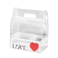 Emballage de boîte à fleurs pour petit gâteau Boîte à fleurs transparente de luxe personnalisée pour mariage et anniversaire et Mini boîte à bouquet de gâteau avec poignée