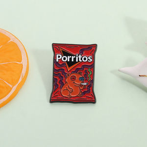 Pin de esmalte con diseño de chips de queso Porritos, divertido broche de animales para snacks, insignia de solapa, joyería, regalo para amigos - Product Image 2
