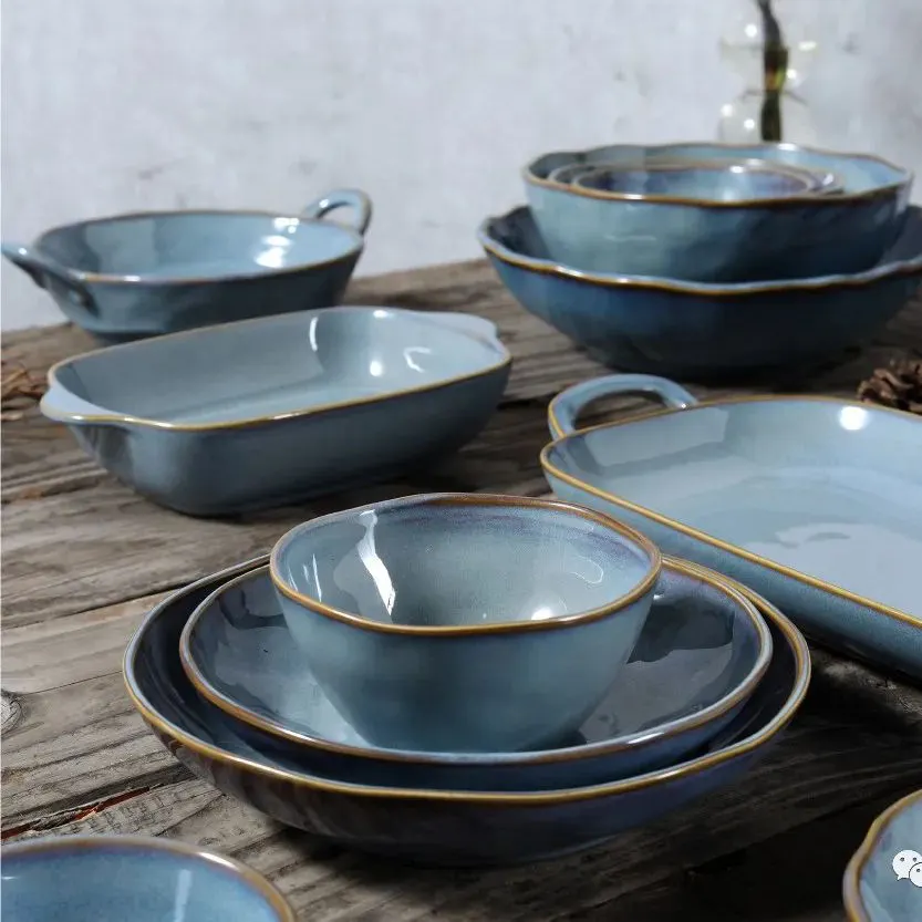 European crockery home used blue pasta plates sets bulk restaurant dinnerware sets porcelain dinner set