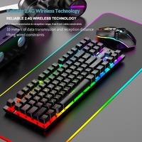 RAIKU R905 Wireless Keyboard Mouse Combo 2.4G Rechargeable 7 Color Changing Mouse DPI Switch Floating Keycaps for Desktop Office