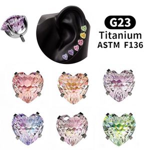 <span class=keywords><strong>Orecchini</strong></span> in Titanio F136 a Forma di Cuore con Zirconi a Fuochi d'Artificio, Piercing Avanzato per Cartilagine Unisex - Product Image 1