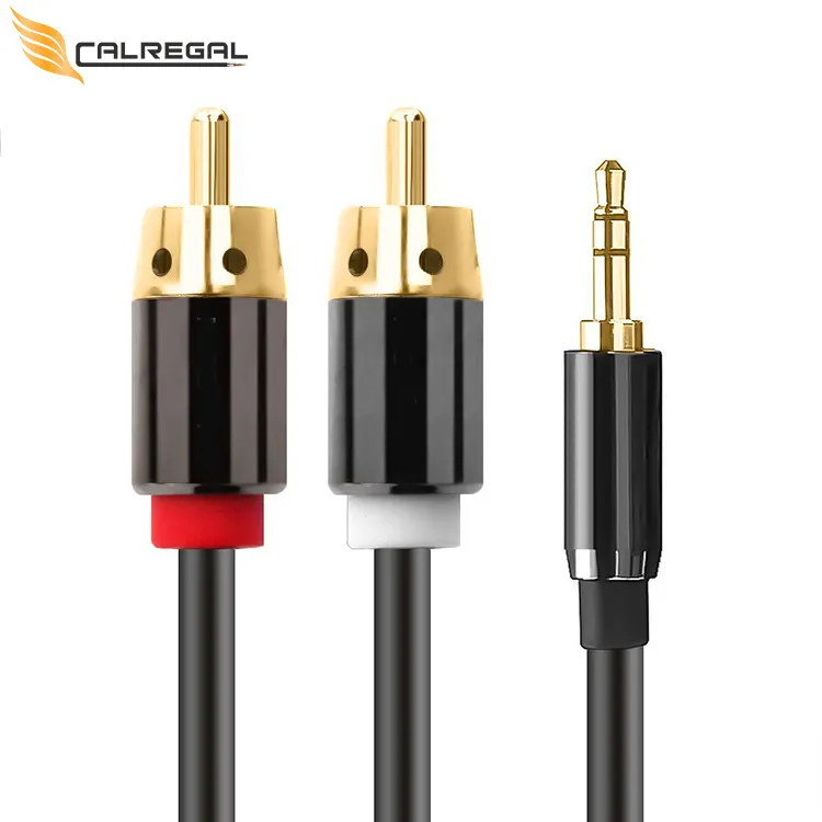 Высокое качество 3,5 мм на 2Rca кабель стерео штекер 24k позолоченный медный 1 1,5 2 3 5 м автомобильный аудио кабель Rca