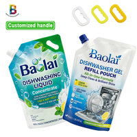 Fabricant de pochettes souples personnalisées imprimées de 1L, 2L, 5L pour liquide vaisselle, avec bec verseur, recyclables et autoportantes, pour emballage de savon de cuisine