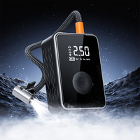 Mini-compresseur d'air électrique sans fil ABS 12V à cylindre unique avec affichage numérique, fonction de batterie externe et chargement USB, noir