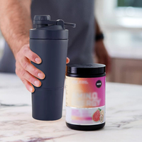 Bouteille shaker avec stockage bouteille d'eau isolée en acier inoxydable tasse shaker 18oz 20oz 25oz tasse shaker à protéines durable
