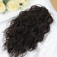 Extensions de cheveux synthétiques à clipser, effet vague d'eau, 14 pouces, nouées à la main, en noir, marron, jaune