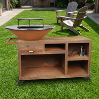 Fournitures de jardin : Plancha Grill BBQ en acier Corten pour cuisine extérieure, barbecue de Noël, avec différentes bases