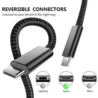 Kabel USB C ke USB C Pengisian Cepat 1M 2M Kabel Data Berlapis Nilon