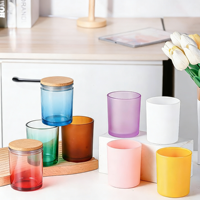 Vente en gros de pots en verre colorés, pots à bougies givrés de luxe, contenants à bougies vides, porte-bougies ronds