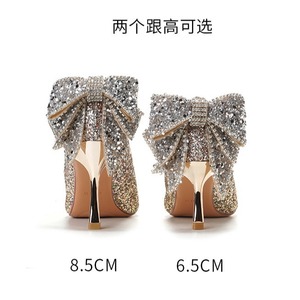6682-9 Heeled <b>Sandals</b> Peep Toe Stiletto High Heel <b>Bow</b> Decoration Elegant Fashion Trend Mixed Colors Slip-On Wedding Party Shoes - Product Image 2