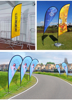 Drapeau à plumes personnalisé double face avec graphiques intégraux, très populaire et accrocheur, avec installation sans outils pour les programmes de distribution en gros