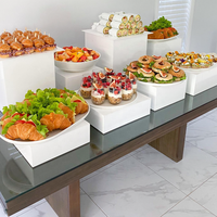 Présentoirs à Aliments en Acrylique Blanc pour Buffet, Supports de Présentation Alimentaire, Boîtes à Desserts Empilables en Forme de Cube pour Mariages et Fêtes