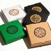 Boîtes à pizza en carton ondulé pour emballage alimentaire avec logo personnalisé, vente en gros directe d'usine, faible MOQ pour la livraison à emporter des restaurants
