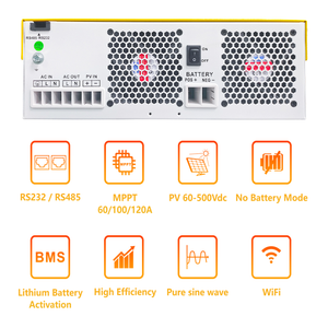 อินเวอร์เตอร์พลังงานแสงอาทิตย์แบบไฮบริด48V 6.2KW 5.5KW เฟสเดียว220V/230V เปิด/ปิดกริดคลื่นไซน์บริสุทธิ์ไฮบริดอินเวอร์เตอร์พลังงานแสงอาทิตย์ - Product Image 3