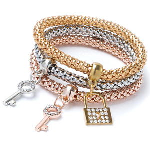 Estilo bohemio amor elástico multicapa pulsera melocotón corazón colgante Pop moda incrustaciones Flash diamante moda encanto pulseras - Product Image 6