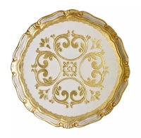 Ensemble de sous-assiettes de luxe pour événements et fêtes de 12 pouces, décoration de table, rouleau, bord doré marocain, vintage rose, chargeur en bois, assiette de mariage