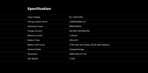 उव ड्रोन के लिए अप600 + डुअल चैनल लिपो लाइव चार्जर 600 बड़ी क्षमता वाली बैटरी के लिए 6s 16000mah 22000 लीव बैटरी - Product Image 2