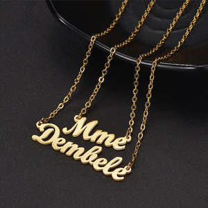 Collier personnalisé en acier inoxydable avec nom, or 18 carats, diamant personnalisé, zircon cubique, collier avec nom pour femme - Product Image 2