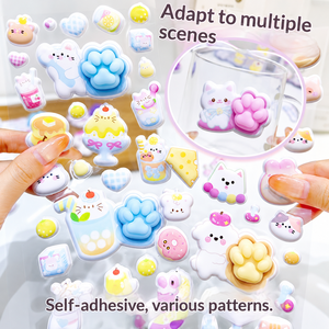 Adesivos de PVC 3D Fofos de Patinha de Gato, Decalques Aliviadores de Estresse para Garrafas de Água, Capas de Celular, Decoração DIY, Impressão Offset - Product Image 3