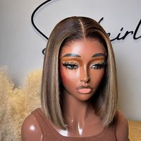 Pelucas de Cabello Humano Bob SDD Highlight 5x5 HD Lace, Cabello Vietnamita Super Double Drawn, Pre-Cortado, Listo para Usar, Sin Pegamento, 10 Pulgadas