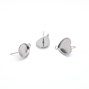 Fornituras de Acero Inoxidable para Pendientes en Forma de Corazón Ovalado 10x14mm 12x12mm para Fabricación de Joyería y Accesorios - Product Image 3
