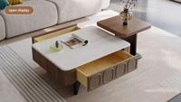 Table basse carrée en bois classique et durable avec tiroirs double face
