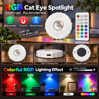 Projecteur LED RGB rechargeable à effet œil de chat avec télécommande, fixation magnétique Type C pour la décoration d'armoires et d'étagères