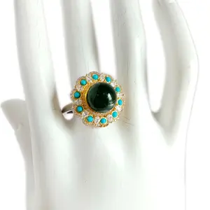 Amber Turquoise Ring handgemachter Ring Einzigartiges Bernstein geschenk