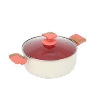 Casserole antiadhésive en alliage d'aluminium, résistante à la chaleur, avec poignée en bakélite et couvercle en verre trempé, compatible induction, pour une cuisson saine et facile.