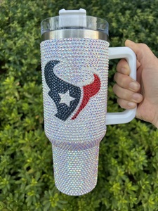 Vasos de Acero Inoxidable de 40 oz con Pedrería del Equipo de Fútbol Americano Kansas City Chiefs, 17 Colores, con Asa y Tapa, Estilo Bling - Product Image 5