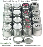 Boîte en fer blanc noir mat personnalisée de 30g, 40g, 50g pour poudre de matcha, qualité alimentaire, hermétique, pour le stockage du thé, imprimée en sérigraphie