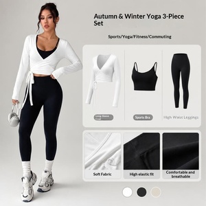 Set Sportivo Senza Cuciture in 3 Pezzi, Abbigliamento Casual da Donna per l'Autunno, Completi Sportivi da Palestra, Set di Leggings - Product Image 1