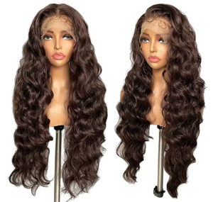 X-TRESS Perruque synthétique sans colle 13*6 Lace Front noire longue bouclée ondulée en <span class=keywords><strong>fibre</strong></span> haute température, aspect naturel, vente en gros pour femmes - Product Image 1