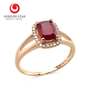 Anelli Gioielli da Donna <span class=keywords><strong>con</strong></span> <span class=keywords><strong>Rubino</strong></span> <span class=keywords><strong>Naturale</strong></span>, Gioielli in Oro Fine 14 Carati, Vendita all'Ingrosso - Product Image 2