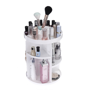 Acrílico blanco almacenamiento + cajas organizador 360 rotar plástico cosmético + cajas contenedor maquillaje productos de almac - Product Image 2