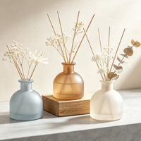 Bouteille diffuseur de parfum en verre rond, vide, noir mat et blanc dépoli, 50ml, 100ml, 150ml, pour diffuseur de roseaux d'ambiance domestique - Vente en gros