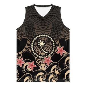 Polynésien Tribal fleur Chuuk imprimé t-shirt pour hommes Sport séchage rapide gilet hommes sans manches course formation basket-ball hauts - Product Image 3