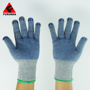 Guantes de Jardinería de Algodón Gris con Puntos de PVC Azules FURUNDA FRD0731 Sin Silicona Antideslizantes y Resistentes al Desgaste - Product Image 3