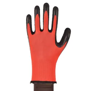Venta al por mayor de guantes de trabajo de protección personalizada hombres impermeable arrugado duradero jardín látex guantes de seguridad para la construcción