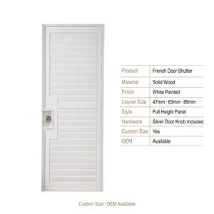 <span class=keywords><strong>Volets</strong></span> de style porte française en bois de Paulownia, à lamelles réglables 63mm 89mm, sur mesure, pour usage quotidien, direct usine - Product Image 6