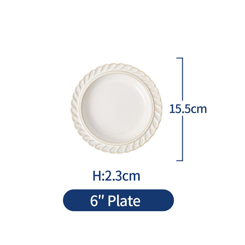 white 6 inch french chanson dessert plate