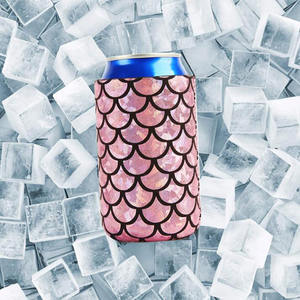 Logotipo personalizado de fábrica al por mayor escamas de sirena funda enfriadora de latas de cerveza de neopreno soporte Sutbby - Product Image 3