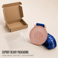 Médaille de tournoi de football OEM personnalisée en métal or rose avec ruban pour événement sportif, prix, souvenir, échantillon gratuit
