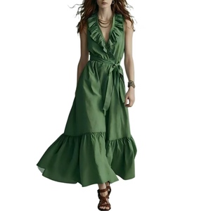<span class=keywords><strong>Vestido</strong></span> Elegante de Verano 2026 para Mujer, Estilo Europeo Americano, Color Sólido, Sin Mangas, Cuello en V, <span class=keywords><strong>con</strong></span> <span class=keywords><strong>Encaje</strong></span> - Product Image 2