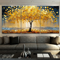 Arbre de vie doré, paysage abstrait, tableaux muraux et peinture sur toile pour la décoration de la maison, Cuadros, décoration de salon