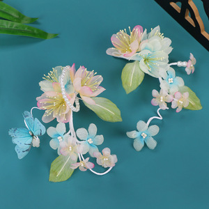 2025 Spring Collection Original Design Handmade Ancient Style <b>Sweet</b> and Ethereal Gradient Pink <b>Flower</b> Soft Hairpin Hanfu - Product Image 4