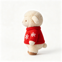 Peluche Agneau Kawaii, Jouet Doux en Forme de Mouton avec Pull Tricoté à Flocons de Neige Rouges, Cadeau Idéal, Jouet en Peluche Mouton