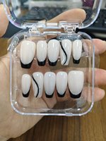 Uñas postizas al por mayor con diseño de ataúd, negras, francesas, con purpurina plateada, uñas acrílicas personalizadas con etiqueta privada